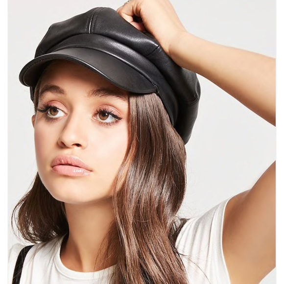 faux leather hat